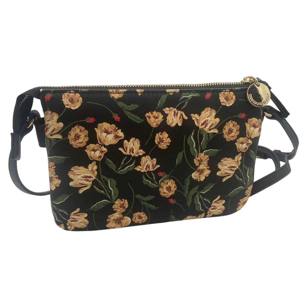 Draper James Black Crossbody Bag with Yellow Floral Print